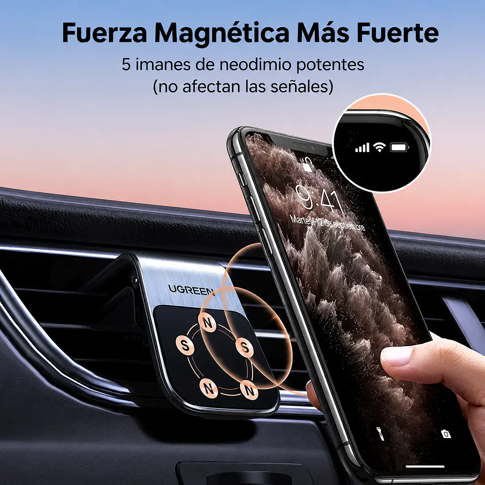 UGREEN LP290 | Soporte Magnético para Celular de Auto 3