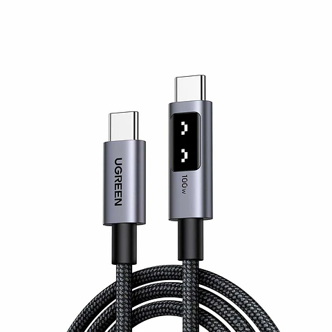 UGREEN L509 | Cable UGREEN USB-C 100W con Pantalla LED para Laptop, Celular y Tablet 