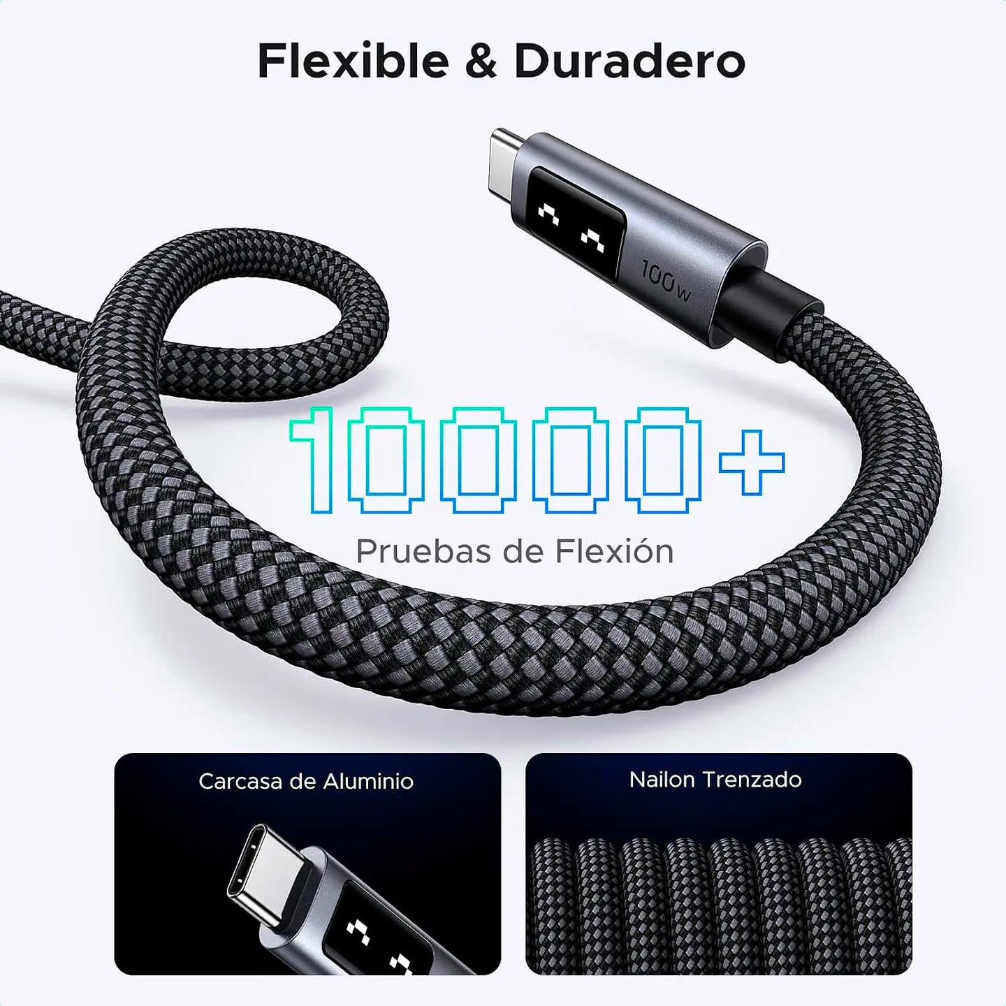 UGREEN L509 | Cable UGREEN USB-C 100W con Pantalla LED para Laptop, Celular y Tablet  7