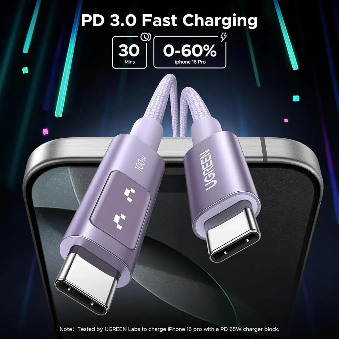UGREEN L509 | Cable UGREEN USB-C 100W con Pantalla LED para Laptop, Celular y Tablet  6