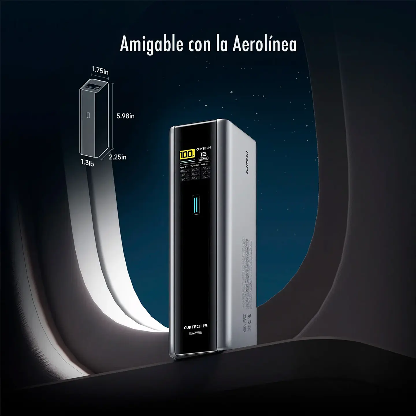 CUKTECH 15 Ultra | Power Bank CUKTECH 15 Ultra 20,000mAh 210W con Pantalla TFT 8