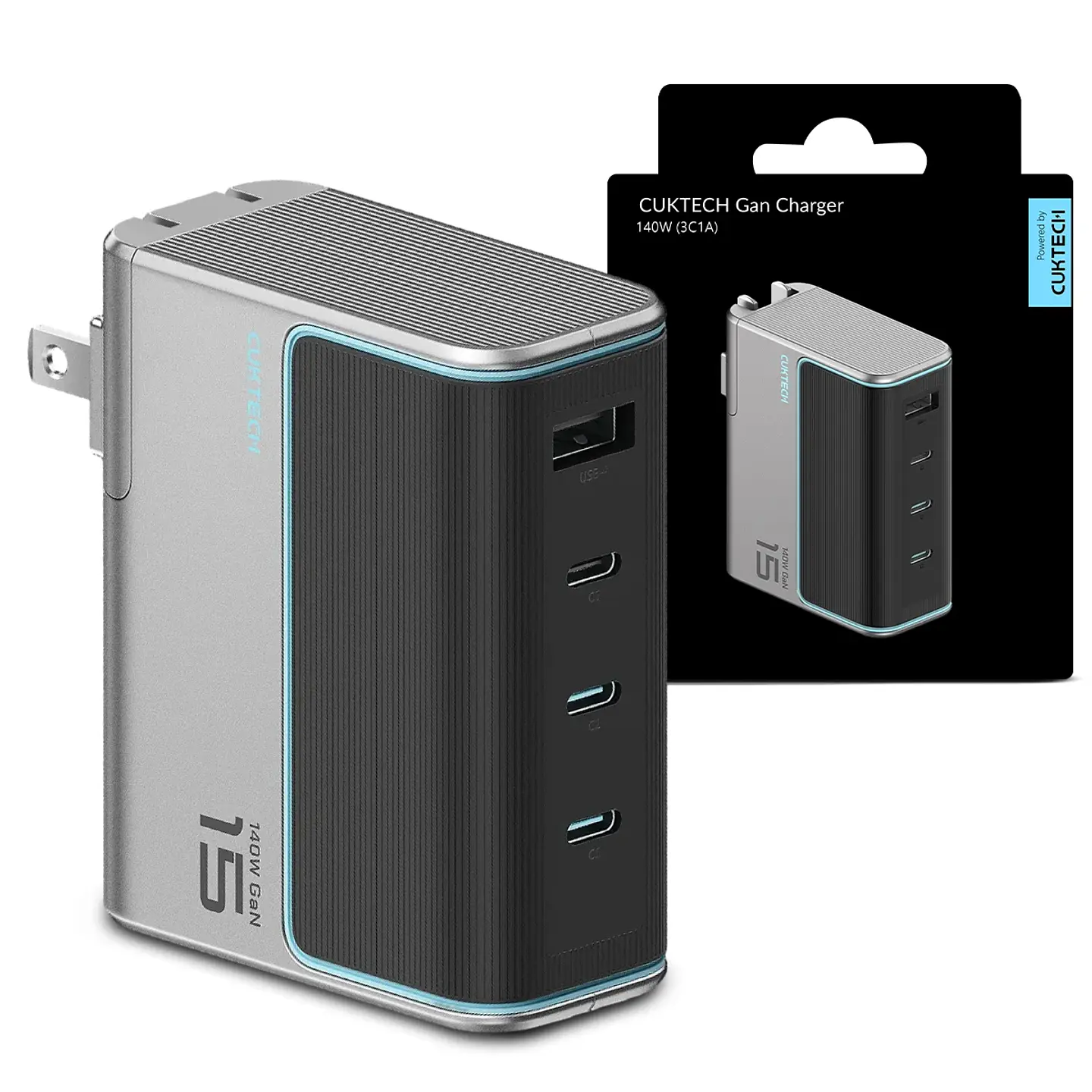 CUKTECH 140W GaN 3C1A | Cargador Rápido 4 Puertos con Cable USB-C 240W 2