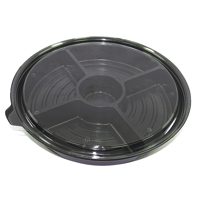 BANDEJA REDONDA 4 DIVISIONES NEGRO CON TAPA 1 UN