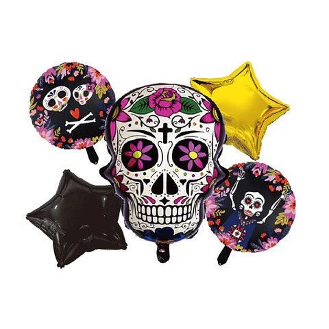Globos Metalicos Calavera Flores