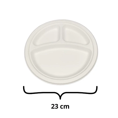 Plato Bio 23 cm 3 divisiones 25 un  (9")