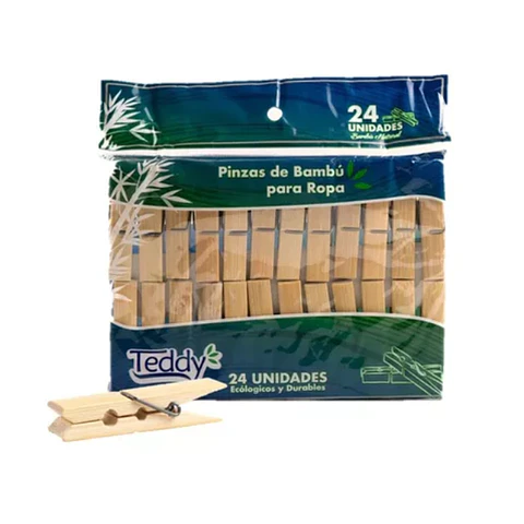 Pinzas Ropa Bambú 24 Un