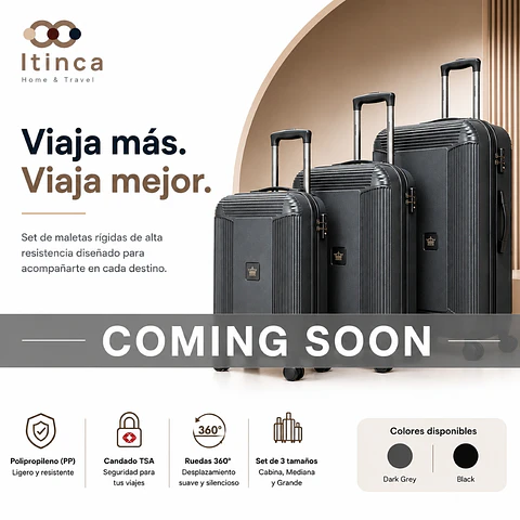 Maleta de Viaje Tres Cruces PP TSA | Cabina 10 kg, Mediana 20 kg y Grande 23 kg