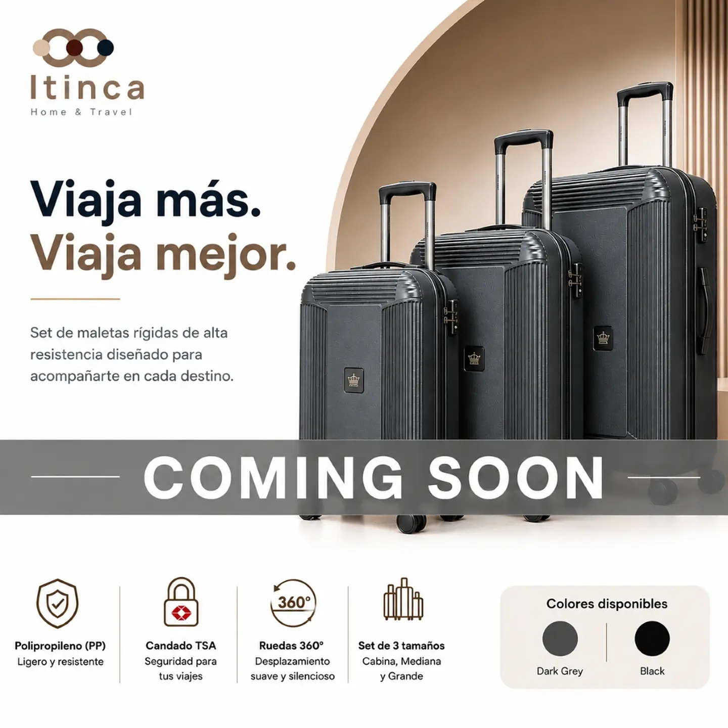 Maleta de Viaje Tres Cruces PP TSA | Cabina 10 kg, Mediana 20 kg y Grande 23 kg 1