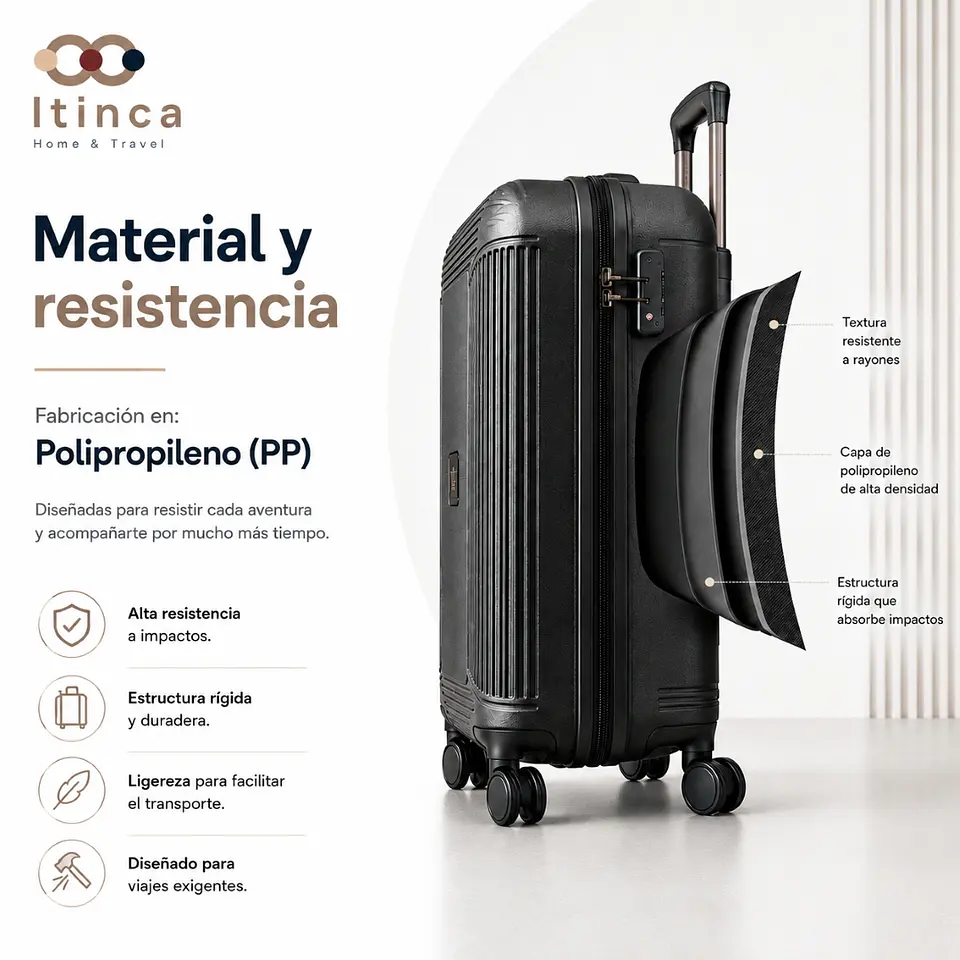 Maleta de Viaje Tres Cruces PP TSA | Cabina 10 kg, Mediana 20 kg y Grande 23 kg 4