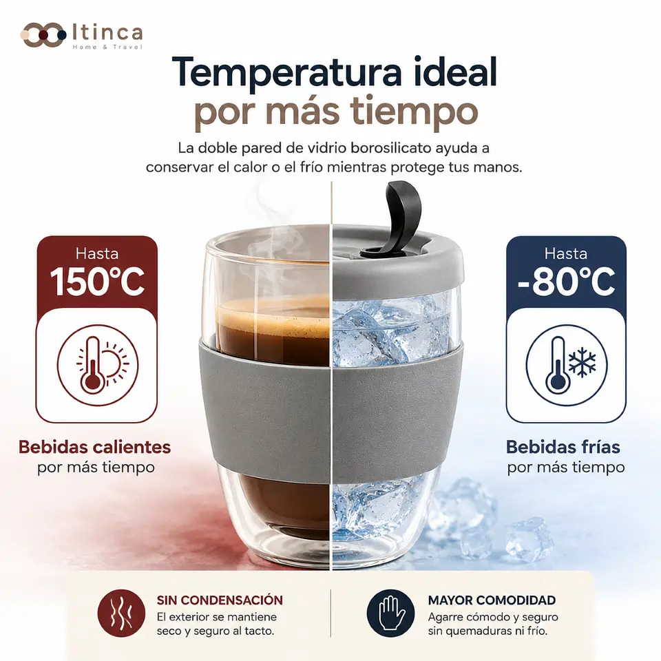 Taza Mug Café Doble Pared Vidrio Borosilicato Java 350ml 3