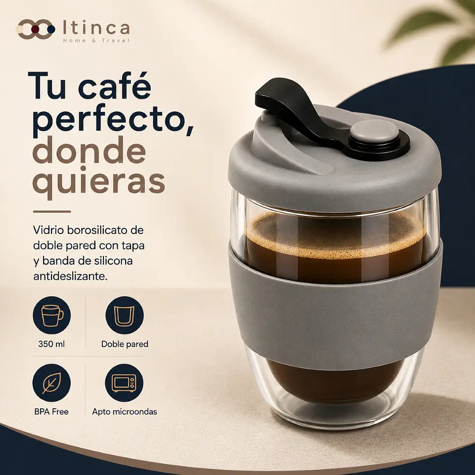 Taza Mug Café Doble Pared Vidrio Borosilicato Java 350ml 2