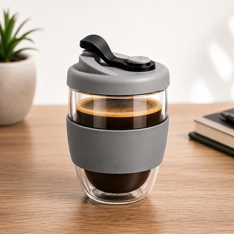 Taza Mug Café Doble Pared Vidrio Borosilicato Java 350ml