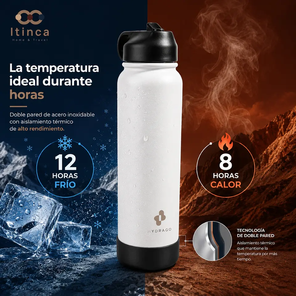 Termo Botella de Agua Hydra Go - Blanca 3