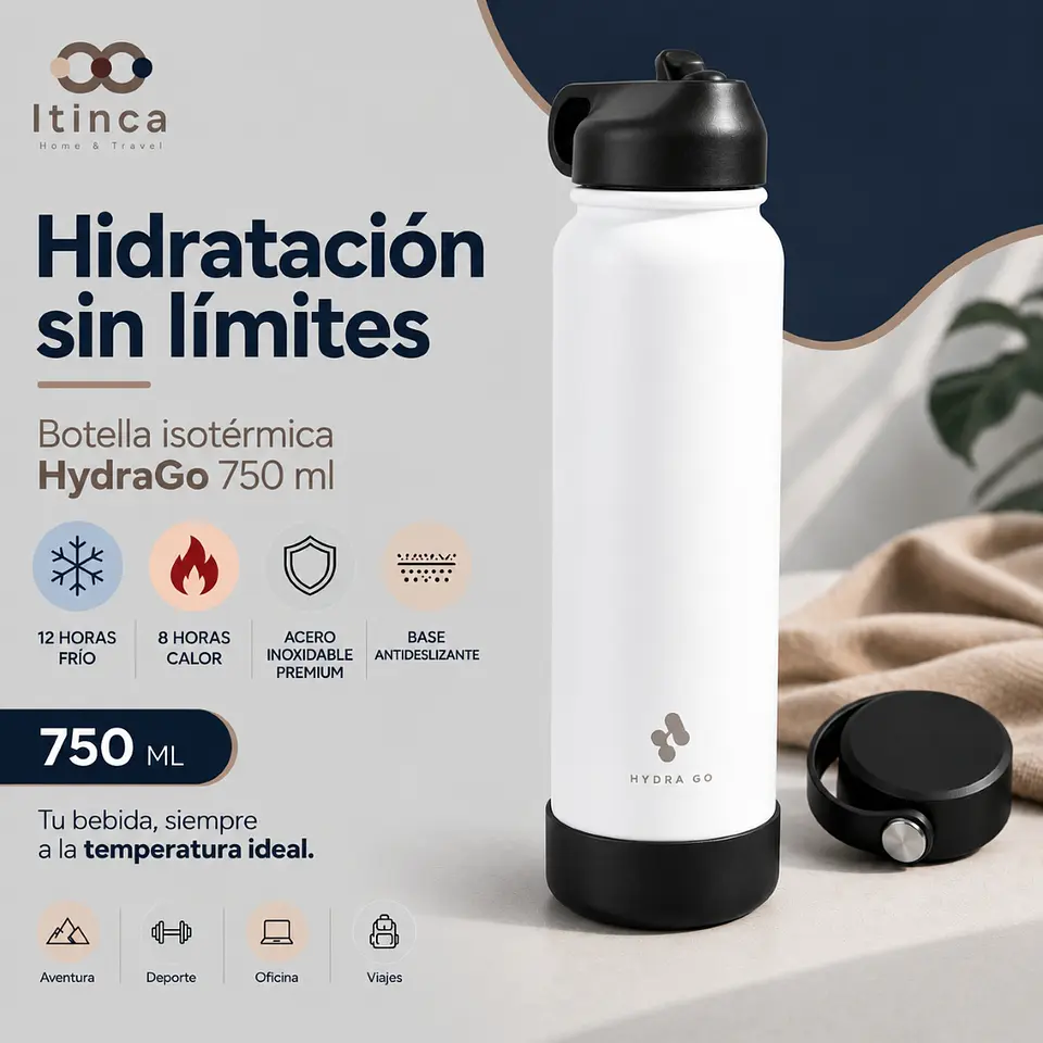 Termo Botella de Agua Hydra Go - Blanca 2