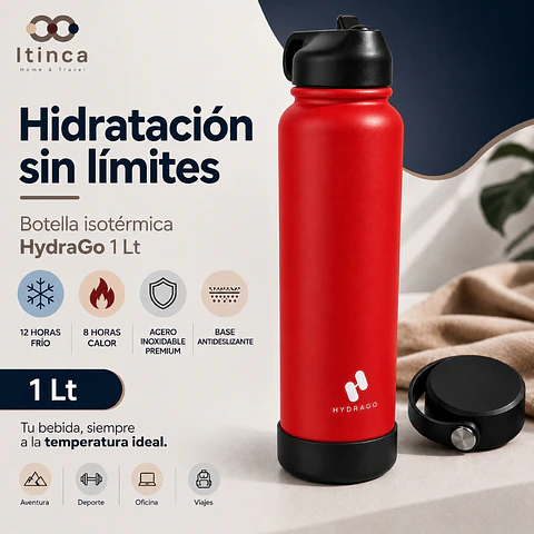 Termo Botella de Agua Hydra Go - Roja