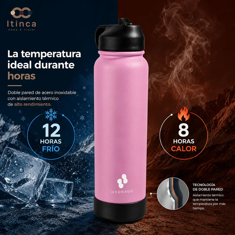 Termo Botella de Agua Hydra Go - Rosa 4