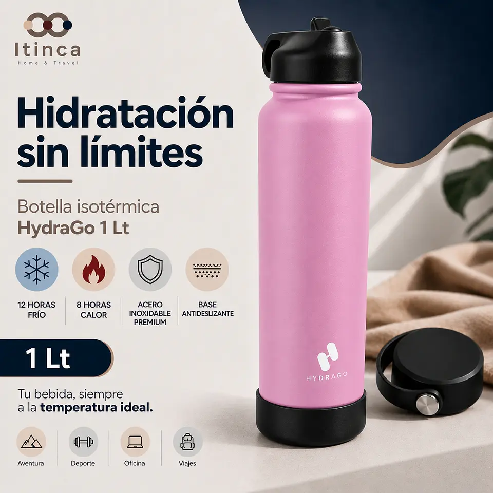 Termo Botella de Agua Hydra Go - Rosa 2