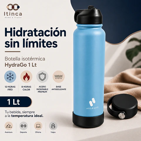 Termo Botella de Agua Hydra Go - Celeste