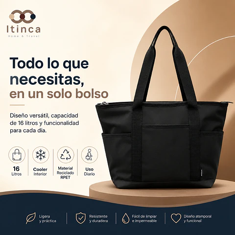 Tote Bag Cooler Negro 16L