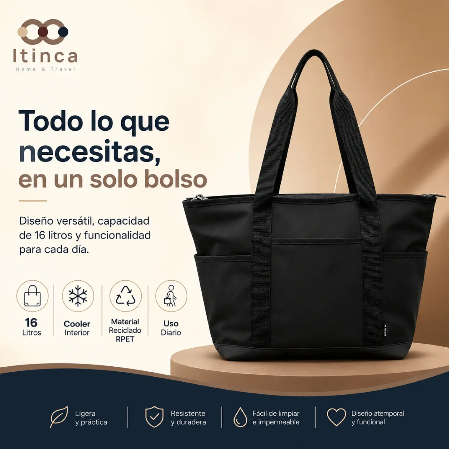 Tote Bag Cooler Negro 16L 2