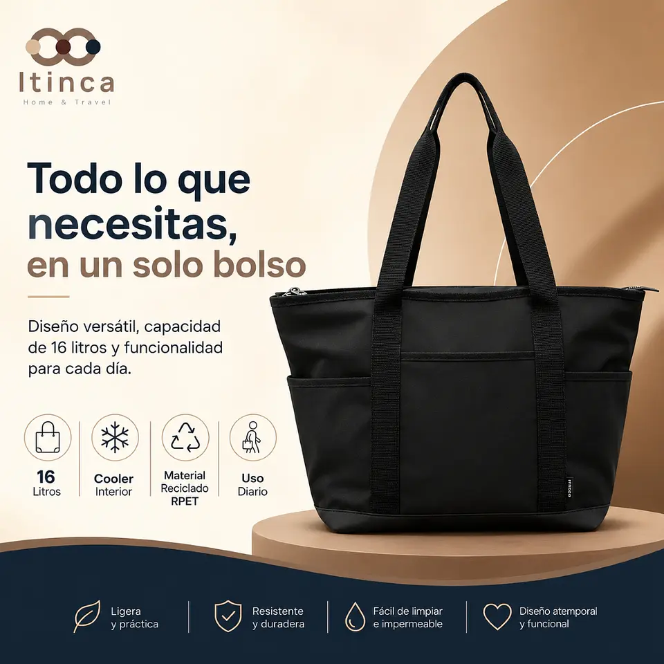 Tote Bag Cooler Negro 16L 2