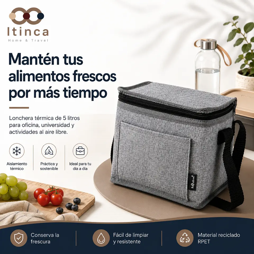 Lonchera Térmica Gris para Almuerzo-Comida 2