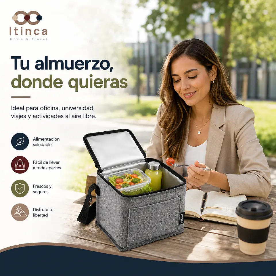 Lonchera Térmica Gris para Almuerzo-Comida 6