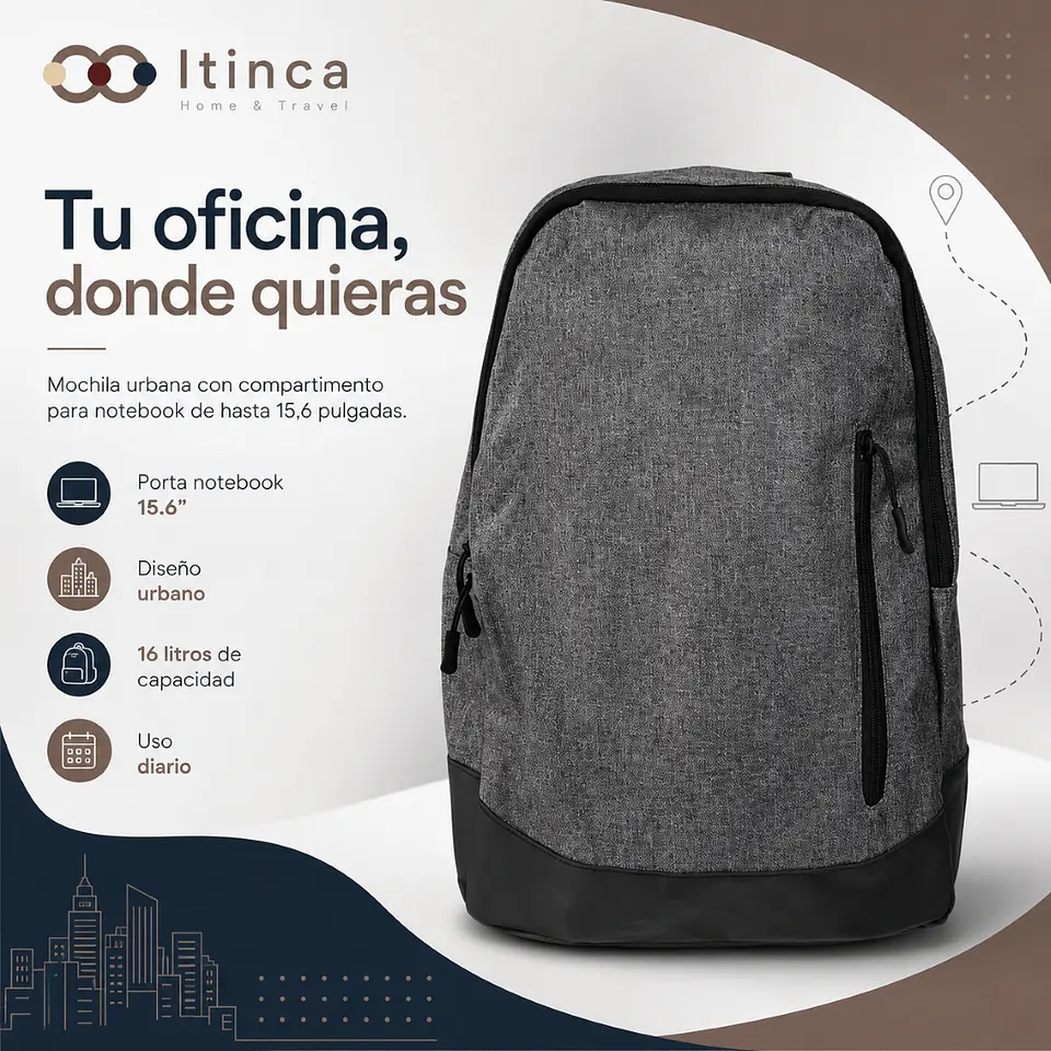Mochila Way Tahg Porta Notebook 15.6 Unisex Urbana Gris  2