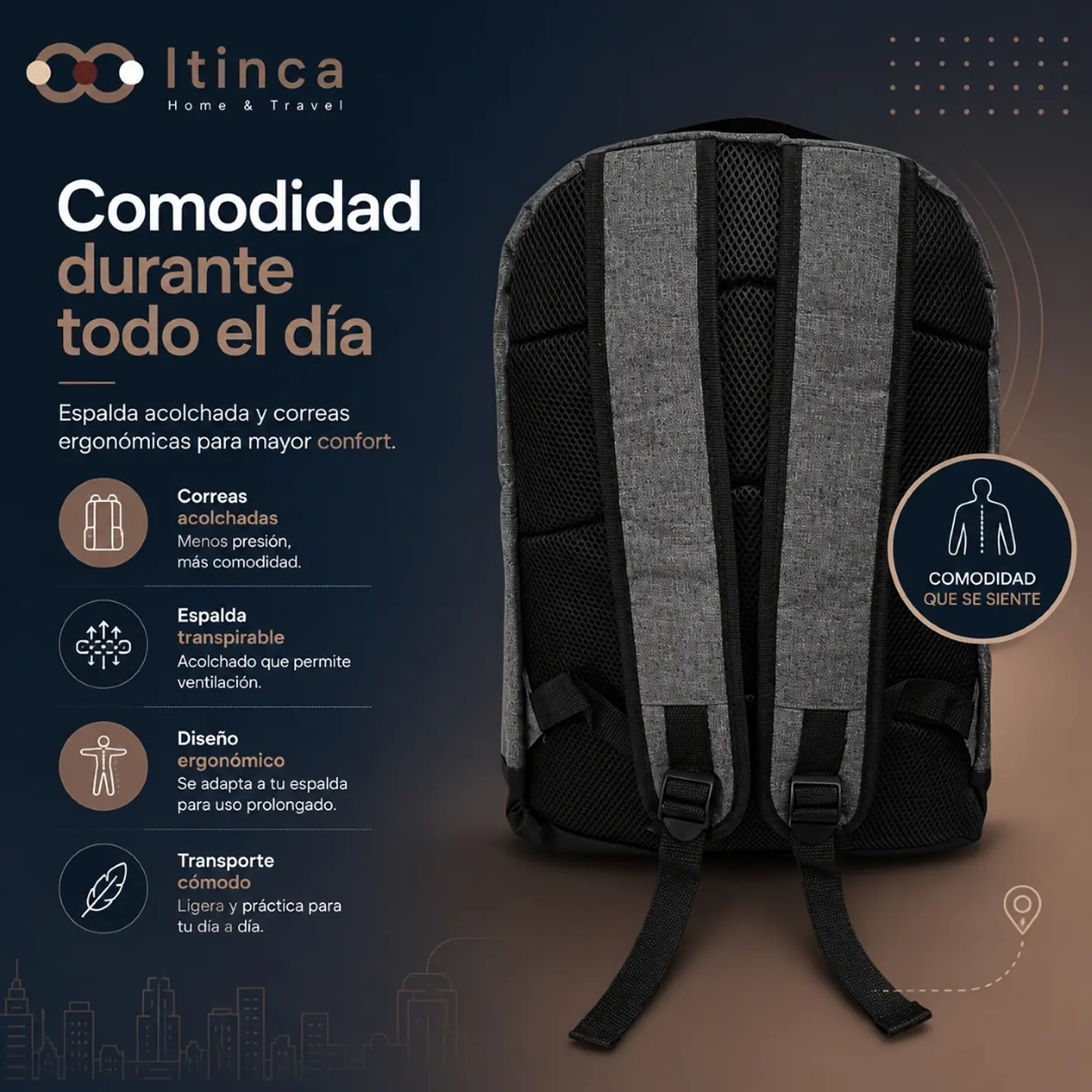 Mochila Way Tahg Porta Notebook 15.6 Unisex Urbana Gris  5