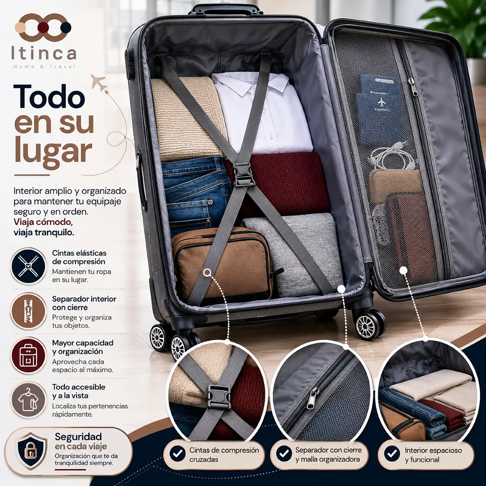 Maleta de Viaje Itinca Llullaillaco | Cabina 10 kg, Mediana 20 kg y Grande 23 kg 3