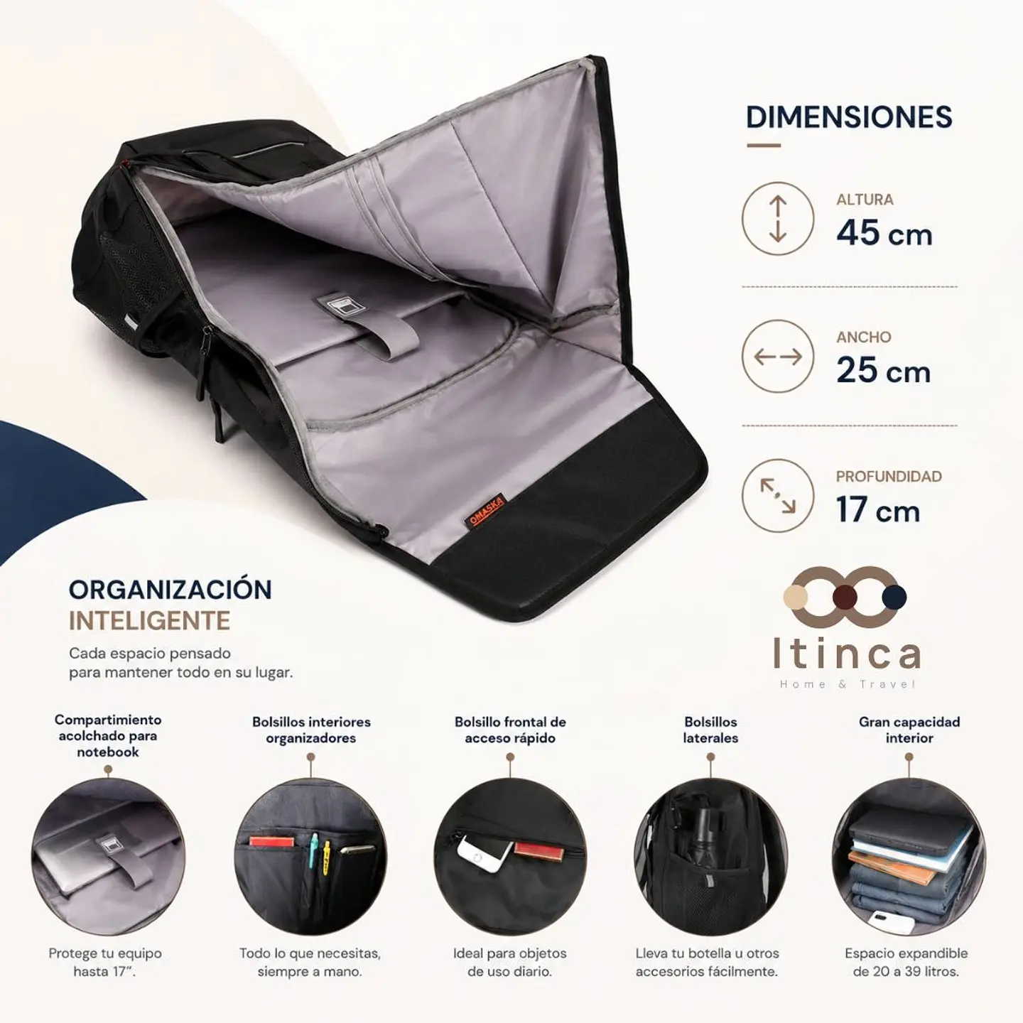 Mochila Ejecutiva Urban Toltén | Porta Notebook 17
