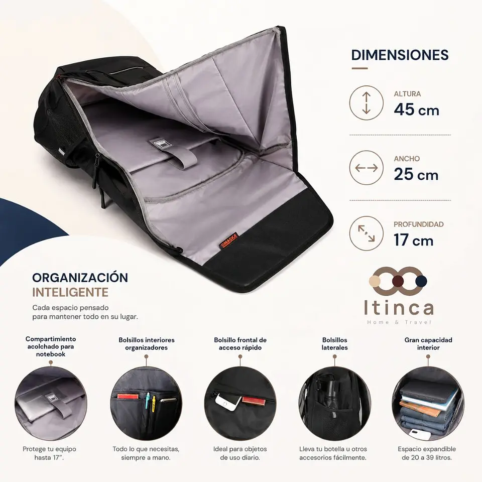Mochila Ejecutiva Urban Toltén | Porta Notebook 17