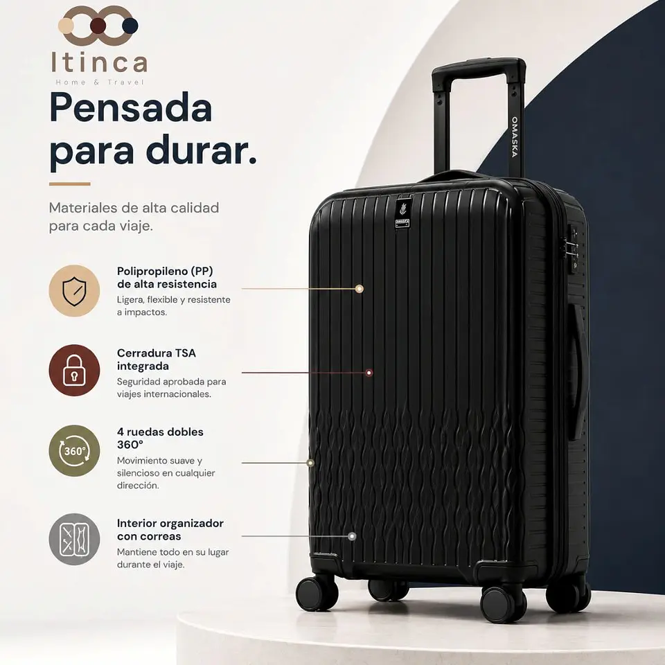 Maleta de Viaje Itinca Pintor PP TSA | Cabina 10 kg, Mediana 20 kg y Grande 23 kg 2