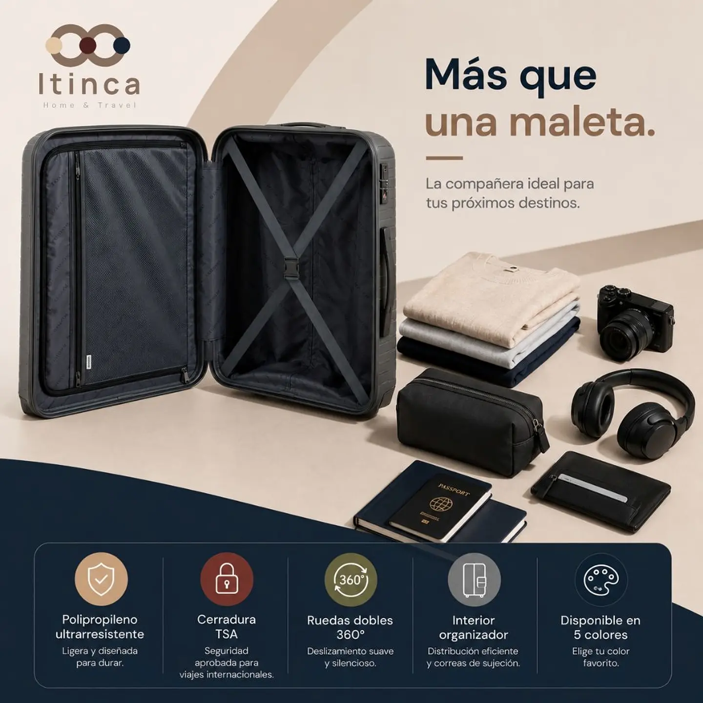 Maleta de Viaje Itinca Pintor PP TSA | Cabina 10 kg, Mediana 20 kg y Grande 23 kg 3