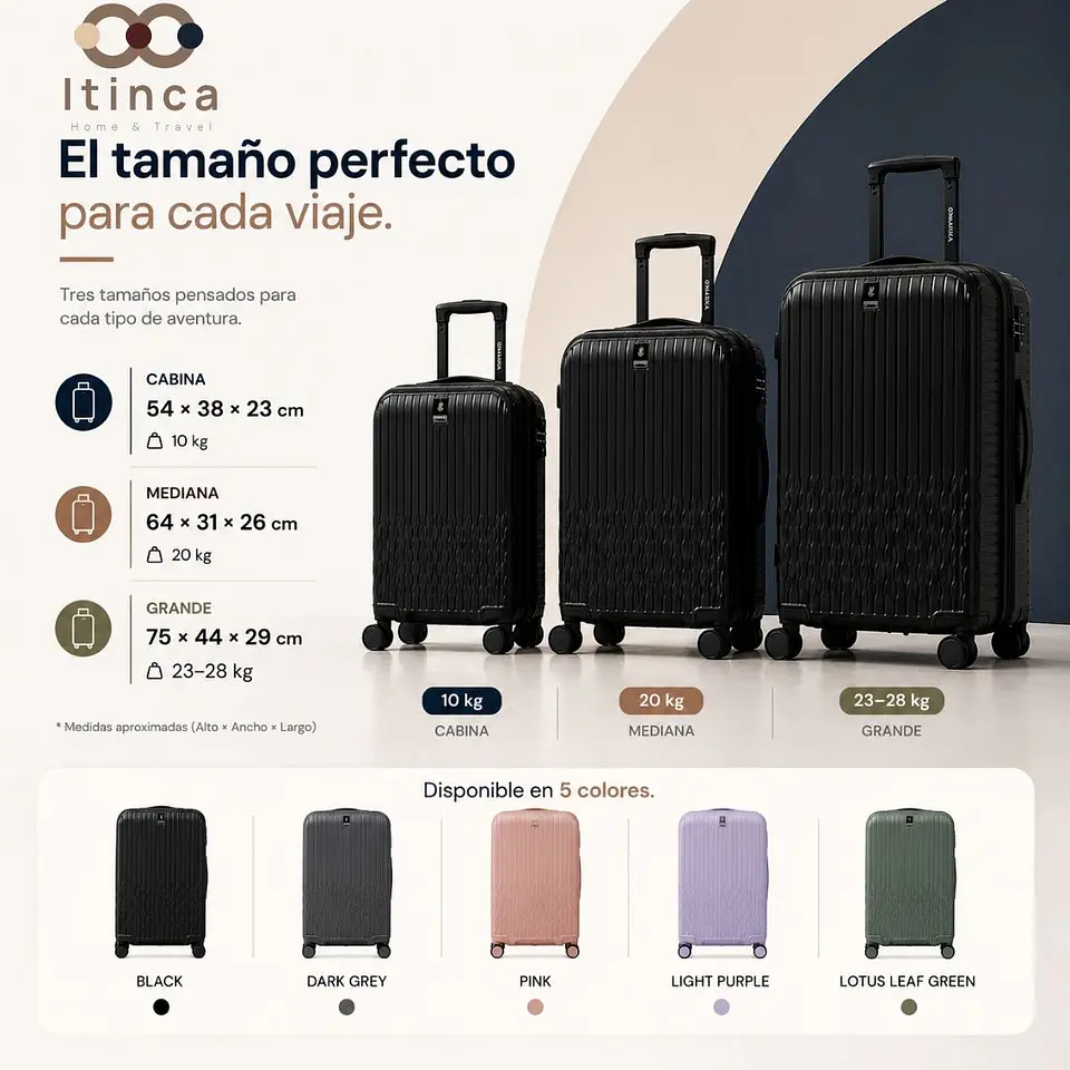 Maleta de Viaje Itinca Pintor PP TSA | Cabina 10 kg, Mediana 20 kg y Grande 23 kg 5
