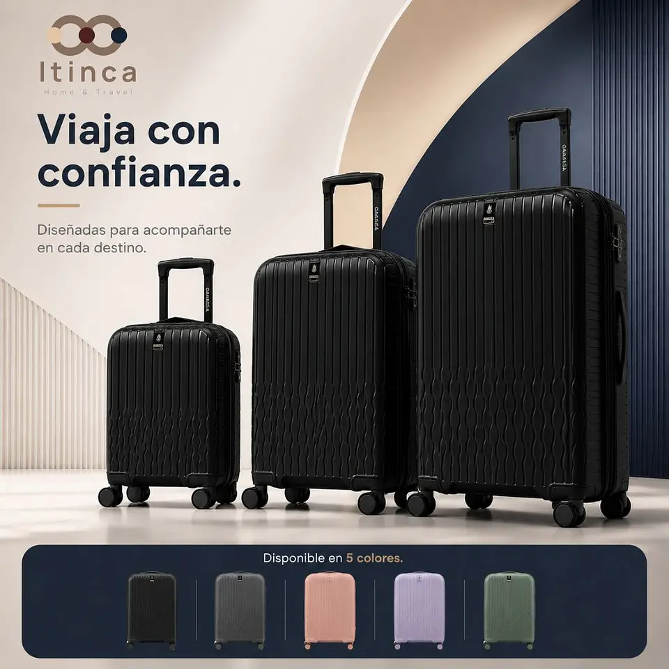 Maleta de Viaje Itinca Pintor PP TSA | Cabina 10 kg, Mediana 20 kg y Grande 23 kg 1