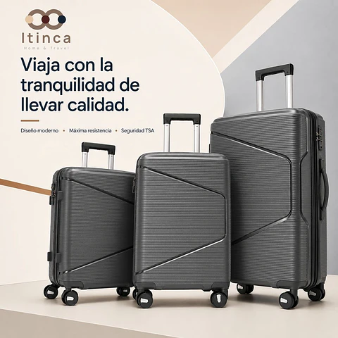 Maleta Quizapu PP | Cerradura TSA | Ruedas 360° | Black, Dark Grey y Dark Blue