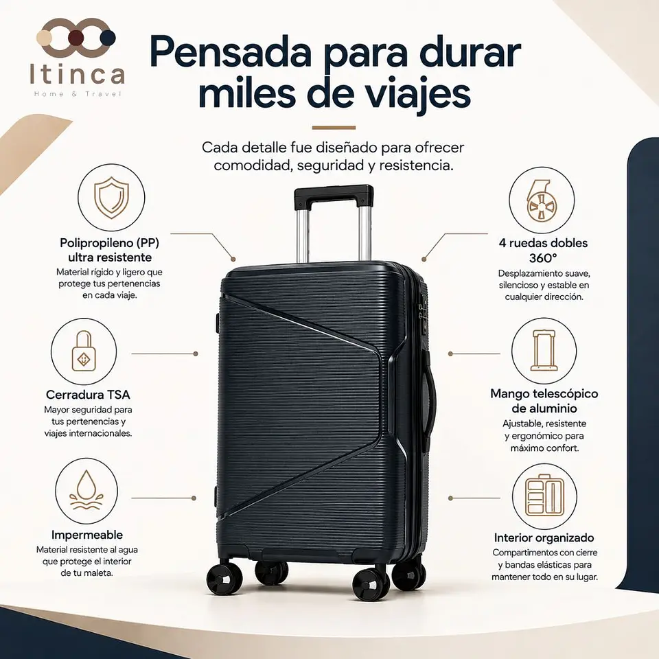 Maleta Quizapu PP | Cerradura TSA | Ruedas 360° | Black, Dark Grey y Dark Blue 3
