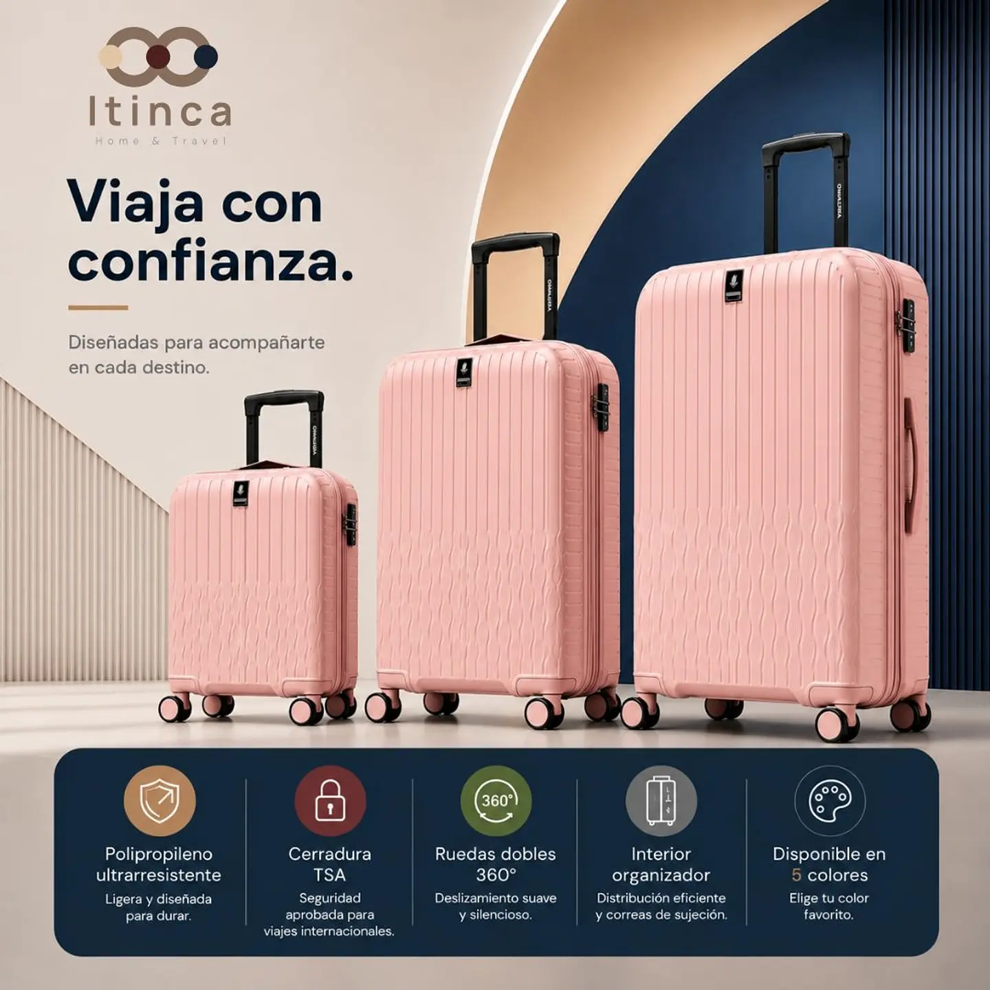 Maleta de Viaje Itinca Pintor PP | Cabina 10 kg, Mediana 20 kg y Grande 23 kg 13