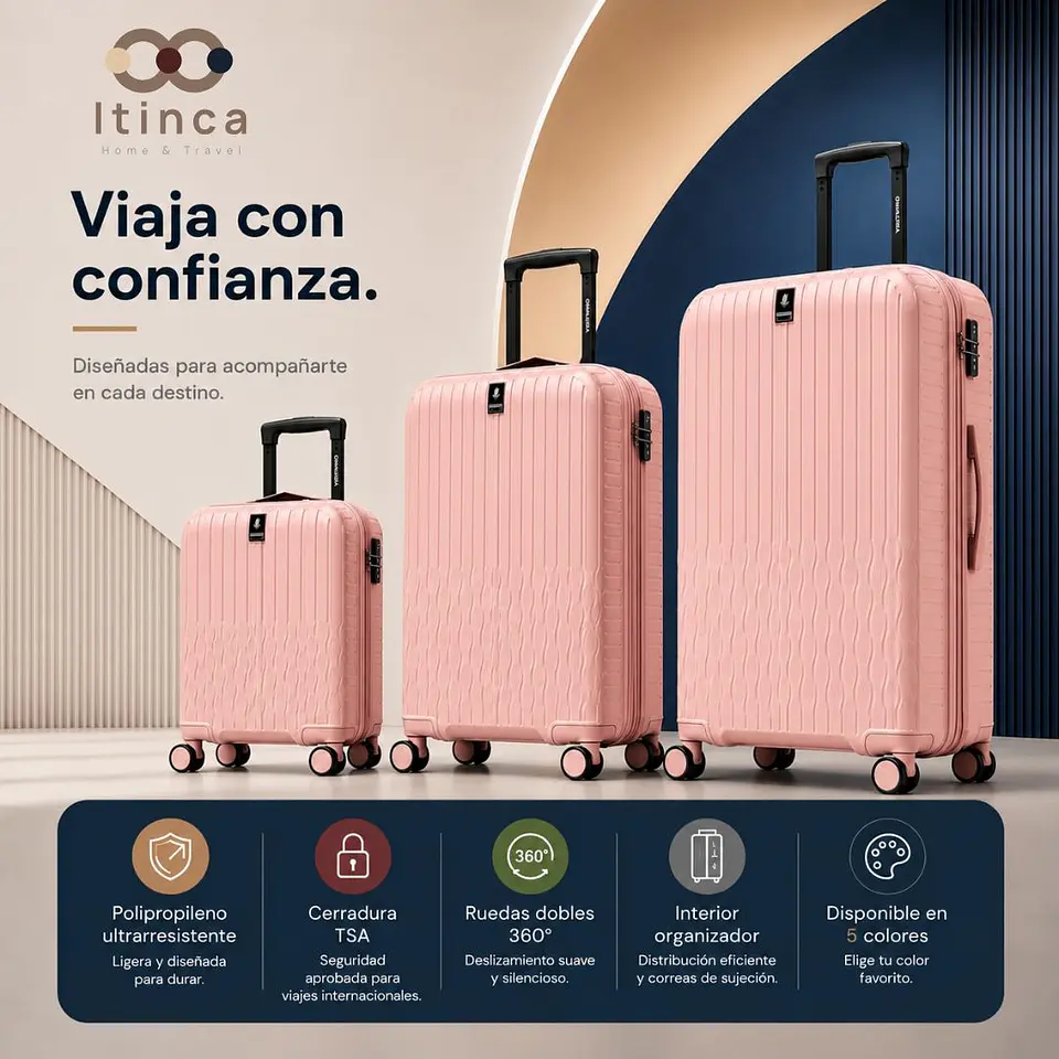 Maleta de Viaje Itinca Pintor PP | Cabina 10 kg, Mediana 20 kg y Grande 23 kg 13