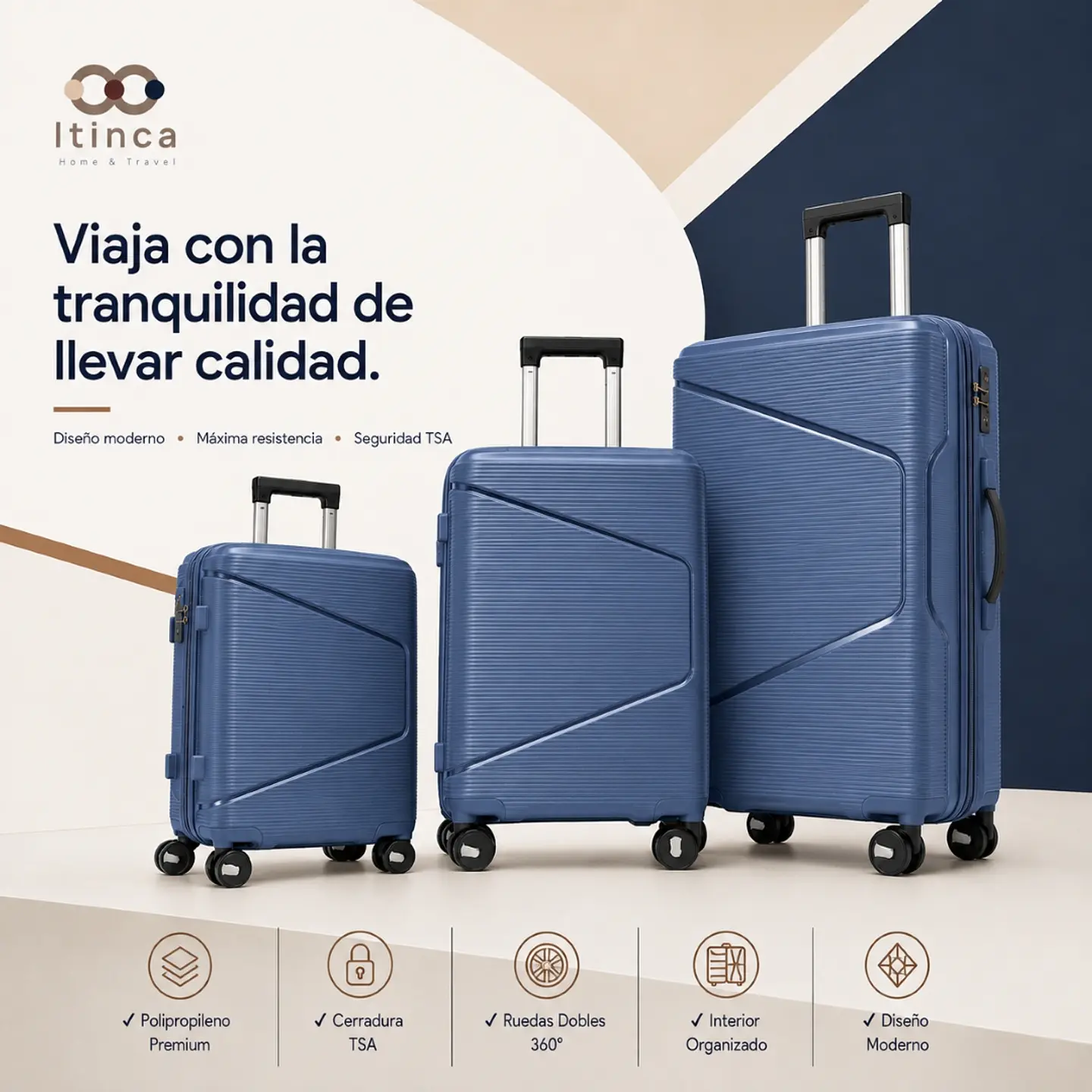 Maleta de Viaje Quizapu PP | Cabina 10 kg, Mediana 20 kg y Grande 23 kg 10
