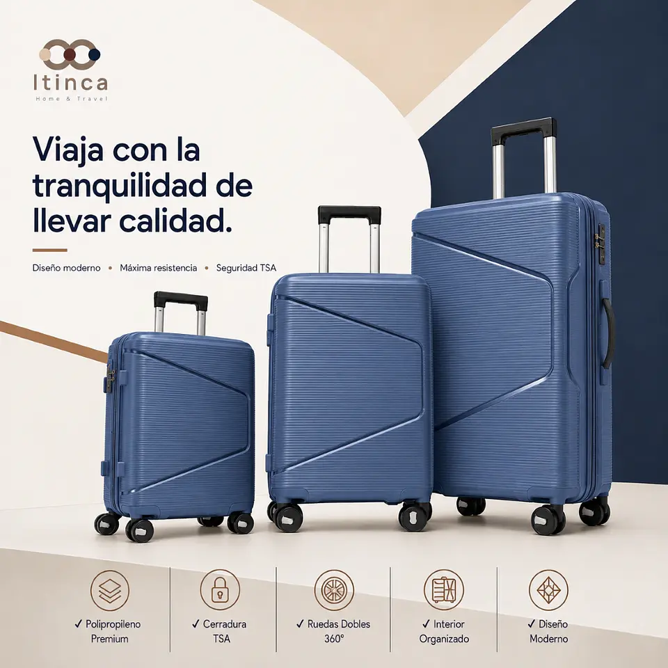 Maleta de Viaje Quizapu PP | Cabina 10 kg, Mediana 20 kg y Grande 23 kg 10