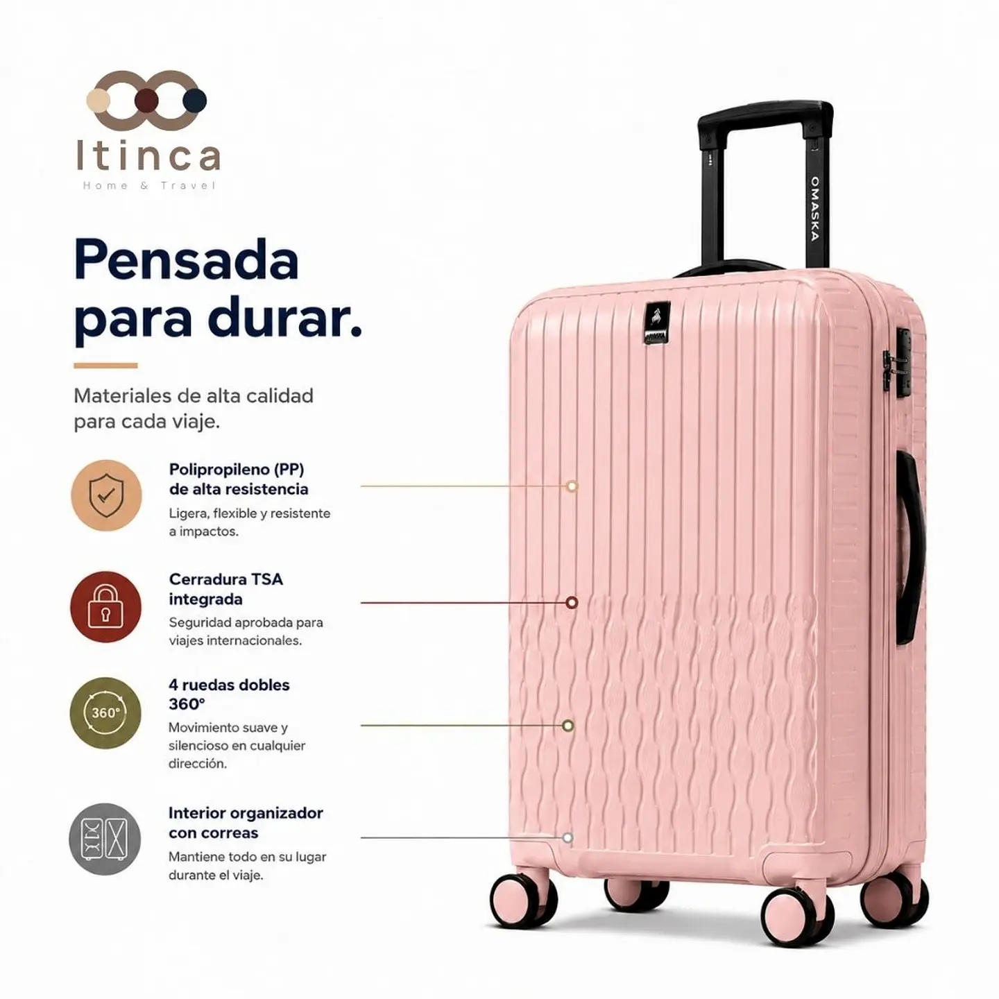 Maleta de Viaje Itinca Pintor PP | Cabina 10 kg, Mediana 20 kg y Grande 23 kg 12