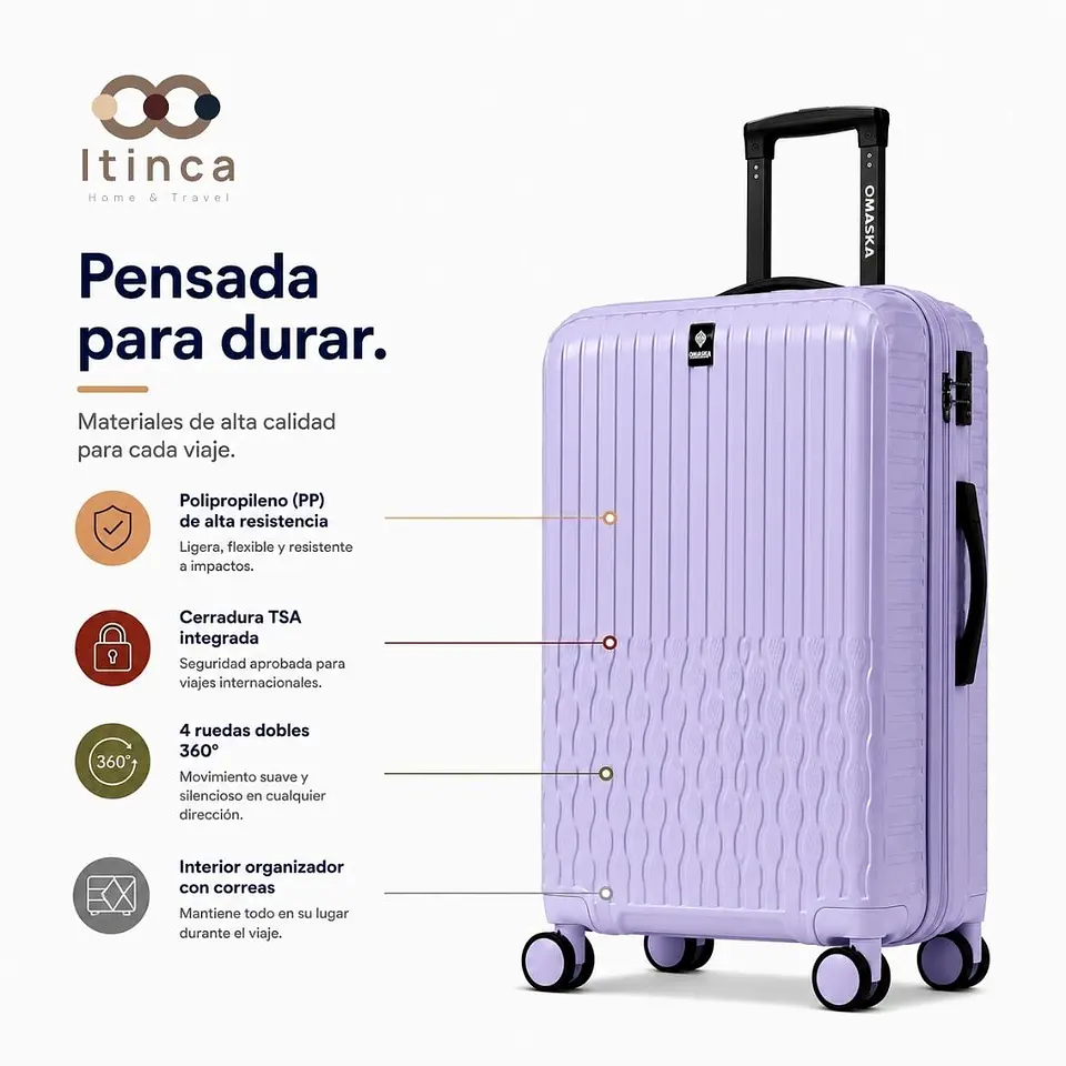 Maleta de Viaje Itinca Pintor PP | Cabina 10 kg, Mediana 20 kg y Grande 23 kg 8