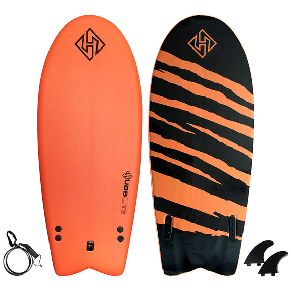 Hubb Lite Twin Fish Soft Surfboard 54″ Orange/Black