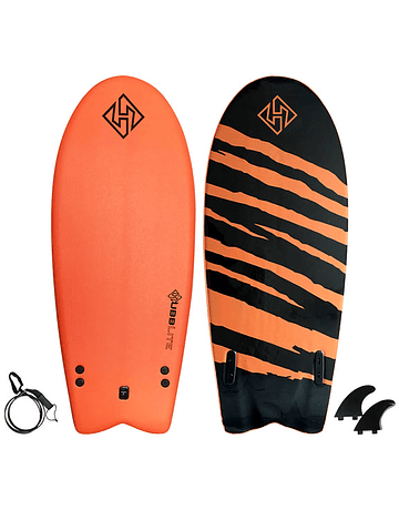 Hubb Lite Twin Fish Soft Surfboard 54″ Orange/Black