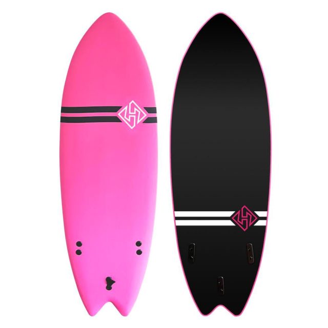 Hubb Lite Fish Soft Surfboard 5’8″ Pink/Black