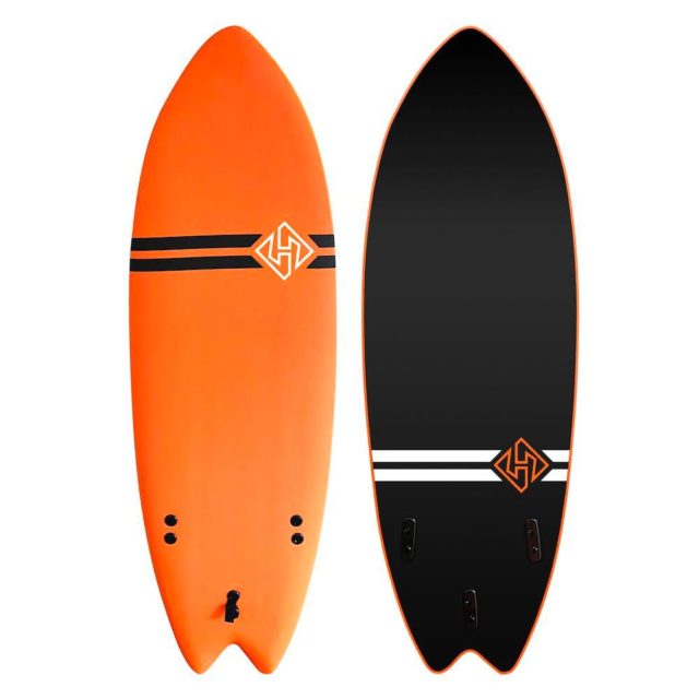 Hubb Lite Fish Soft Surfboard 5’8″ Orange/Black