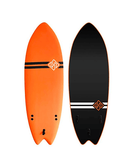Hubb Lite Fish Soft Surfboard 5’8″ Orange/Black