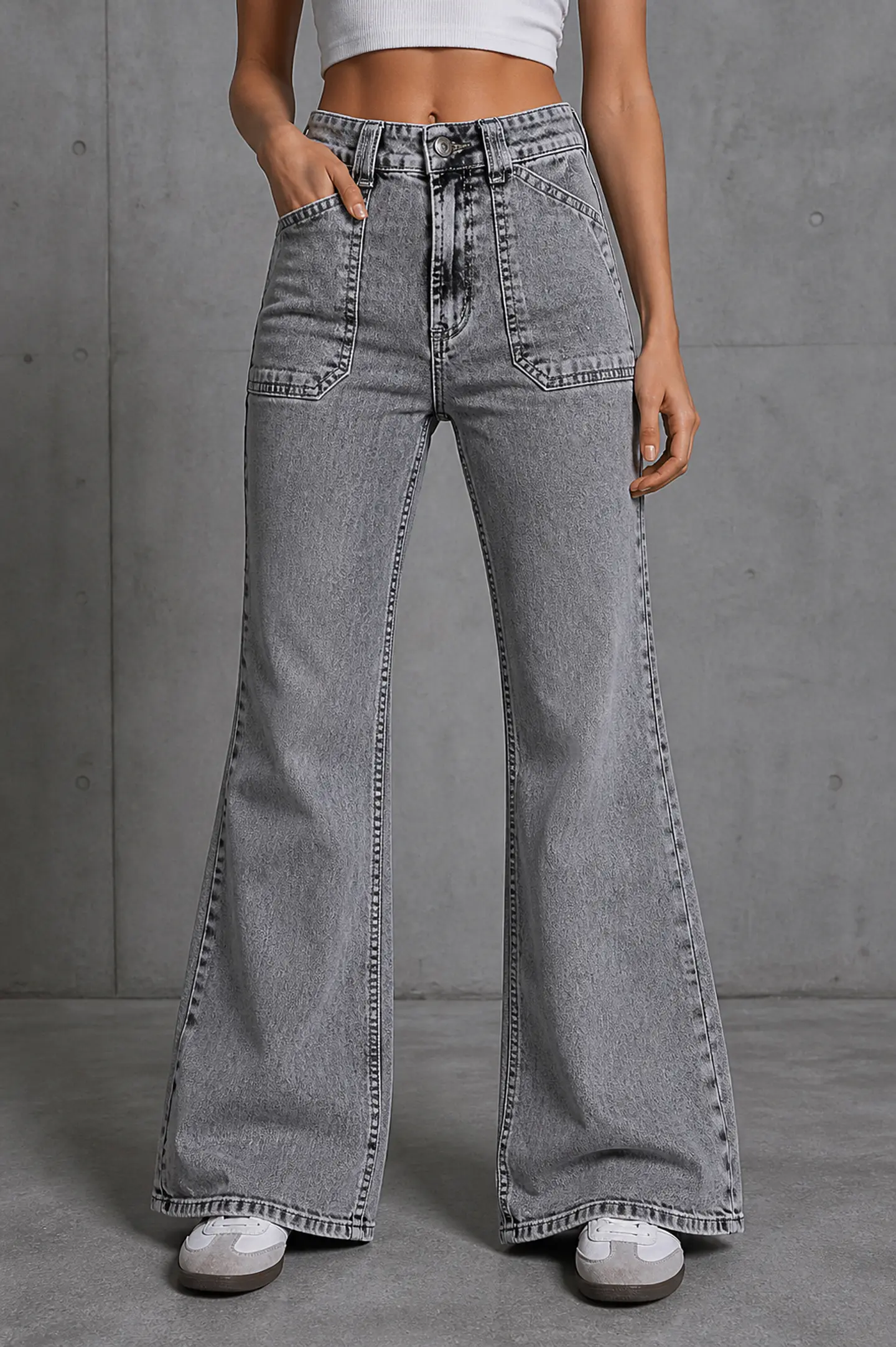 Jeans Efesis Flare gris  1